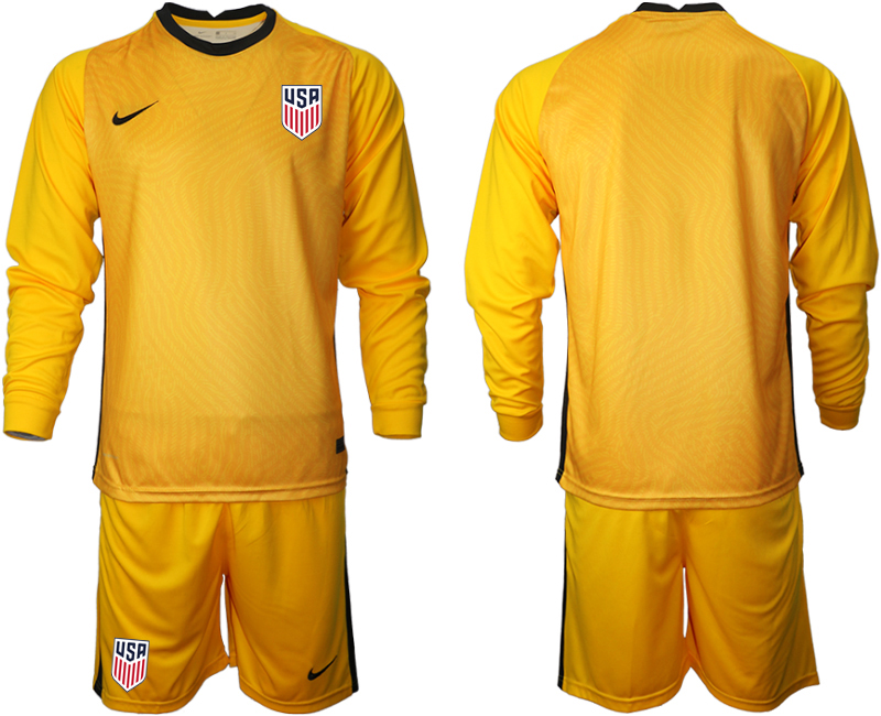 Men 2020-2021 Season National team United States goalkeeper Long sleeve yellow Soccer Jersey